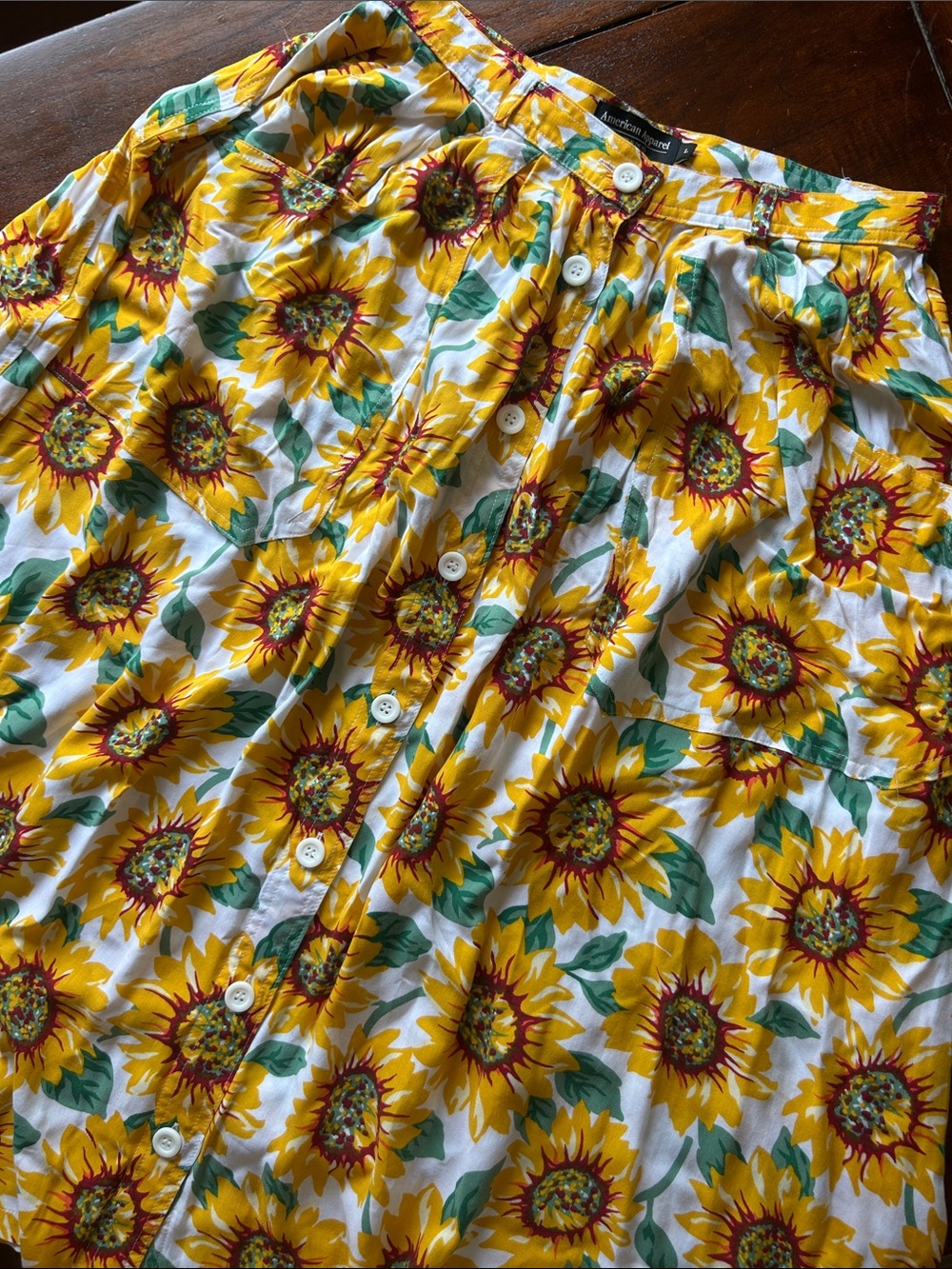 American Apparel Sunflower Print Button-Front Women’s Skirt